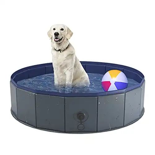 Niubya Foldable Dog Pool, Collapsible Hard Plastic Dog Swimming Pool, Portable Bath Tub for Pets Dogs and Cats, Pet Wading Pool for Indoor and Outdoor, 32 x 8 Inches