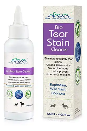 Arava - Tear Stain Remover - Eye Stain Cleaner for Dogs & Cats - Natural Ingredients & 26 Dead Sea Minerals - Safe & Effective for Pets - Removes Tear & Saliva Stains & Prevents Ne...