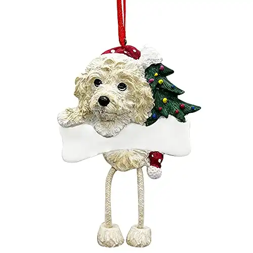 Cockapoo Ornament with Unique "Dangling Legs" Hand Painted and Easily Personalized Christmas Ornament