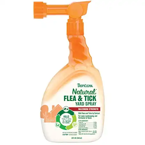 TropiClean Natural Flea & Tick Yard Spray, 32oz - Kills Fleas, Ticks, Larvae, Eggs, Mosquitoes by Contact - Pet-Friendly Pest Control Treatment for Yards - Outdoor Pest Killer - Made in USA