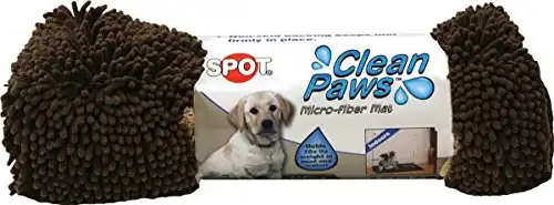 SPOT Chenille Microfiber Dog Door Mat | Pet Door Mat | Super Absorbent Door Mat | Machine Washable, Durable, Rubber Bottom, Non-Skid Doormat for Pets | 31x20 |Clean Paws, Brown, 31" x 20" (5...