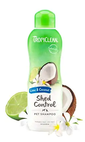 TropiClean Lime & Coconut Shed Control Shampoo for Pets, 20oz - Deshedding Dog Shampoo - Helps Stop Shedding Dog - Derived from Natural Ingredients - Soap & Paraben Free - Made in the USA