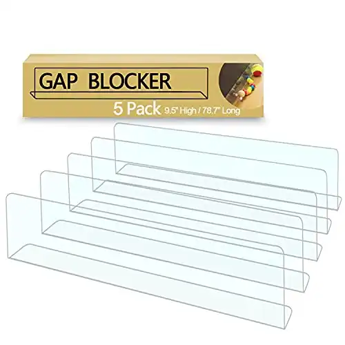 QIYIHOME 5-Pack Toy Blocker, Extra High Size Gap Bumper for Under Furniture, BPA Free Safe PVC with Strong Adhesive, Stop Things Going Under Sofa Couch or Bed, Easy to Install 9.5" Height