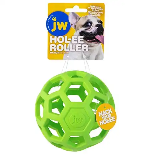 JW Pet Hol-ee Roller Original Do It All Dog Toy Puzzle Ball, Natural Rubber, Assorted Colors, Medium