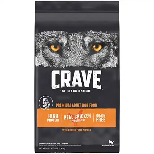 CRAVE Grain Free Adult High Protein Natural Dry Dog Food with Protein from Chicken, 22 lb. Bag
