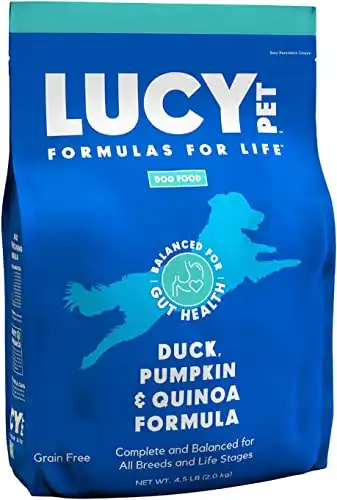Lucy Pet Products Formulas for Life - Sensitive Stomach & Skin Dry Dog Food, All Breeds & Life Stages - Duck, Pumpkin, and Quinoa, 4.5 lb, Model:850657006494