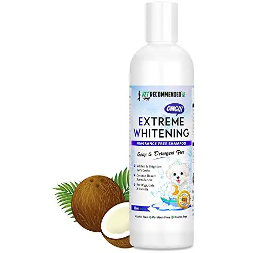 Vet Recommended OMG Extreme Dog Whitening Shampoo (16 Oz /473ml) - Coconut Based 100% Safe - Free from Soaps, Detergent, Bleach & Fragrance - Make Your Dog's Coat Clean, Silky and Smooth. Mad...