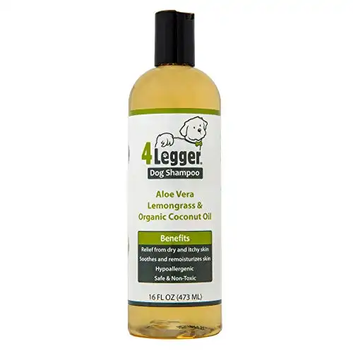 4-Legger Organic Dog Shampoo - All Natural and Hypoallergenic with Aloe and Lemongrass, Soothing for Normal, Dry, Itchy or Allergy Sensitive Skin - Biodegradable - Made in USA - 16 oz