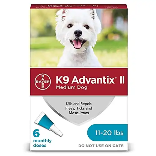 K9 Advantix II Flea and Tick Prevention for Medium Dogs 6-Pack, 11-20 Pounds