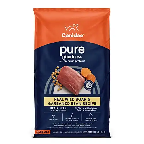 Canidae PURE Limited Ingredient Premium Adult Dry Dog Food, Wild Boar and Garbanzo Bean Recipe, 24 Pounds, Grain Free