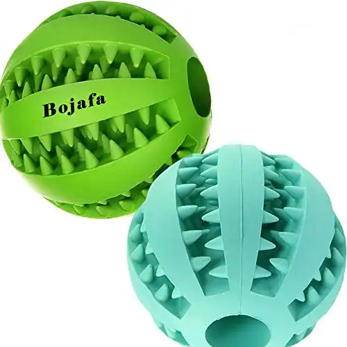 Dog Puzzle Teething Toys Ball Nontoxic Durable Dog IQ Chew Toys for Puppy Small Large Dog Teeth Cleaning/Chewing/Playing/Treat Dispensing Dog Toys (2 Pack)