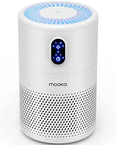 MOOKA Air Purifiers for Home Large Room up to 860ft², H13 True HEPA Air Filter Cleaner, Odor Eliminator, Remove Allergies Smoke Dust Pollen Pet Dander, Night Light(Available for California)