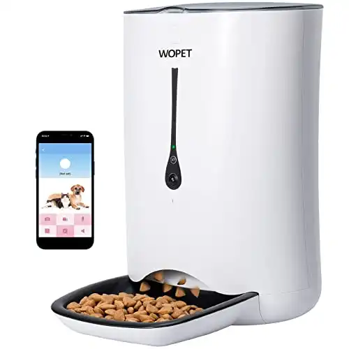 WOPET Automatic Cat Feeder with Camera,7L App Control Smart Feeder Cat Dog Food Dispenser,6-Meal Auto Pet Feeder with Timer Programmable,HD Camera for Voice and Video Recording