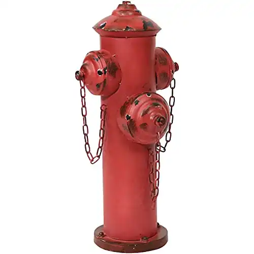 Sunnydaze Dog Fire Hydrant Pee Post Metal Outdoor Backyard Garden Accent - Puppy Training Statue Decoration - Powder-Coated with Red Paint Finish - 21-Inch Height