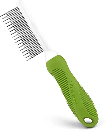 Detangling Pet Comb for Dogs & Cats - Detangler Grooming Tool with Long & Short Stainless Steel Metal Teeth for Dematting Matted Fur, Combing Out Knots, Removing Tangles from Undercoat - Ebook...