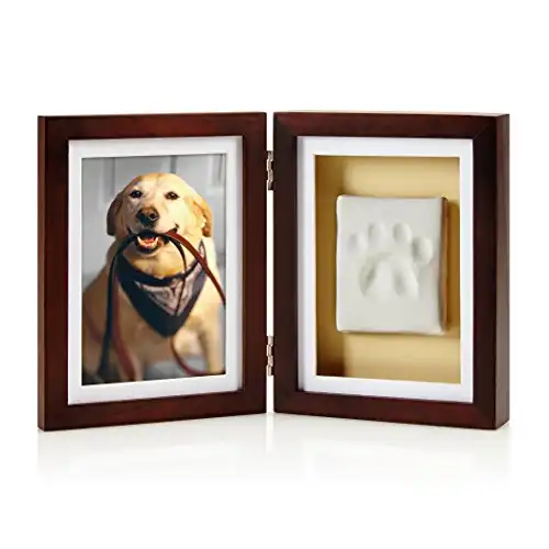 Pearhead Dog or Cat Paw Print Pet Keepsake Photo Frame With Clay Imprint Kit, Perfect Keepsake Frame for Pet Lovers 21406 Espresso