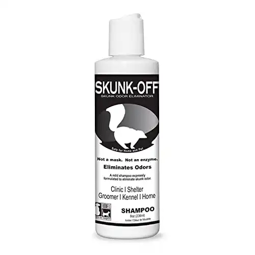 Skunk Off Pet Shampoo – Ready to Use Skunk Odor Remover for Dogs, Cats, Home, Carpet, Car & More – Non-Enzymatic Skunk Shampoo Dogs – Pet Odor Eliminator for Skunk Odor (8 oz)