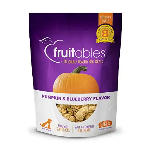 Fruitables Crunchy Baked Dog Treats | Pumpkin & Blueberry | 7 Ounces