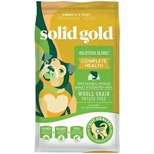 Solid Gold Dry Dog Food for Adult & Senior Dogs - Made with Oatmeal, Pearled Barley, and Fish Meal - Holistique Blendz Potato Free High Fiber Dog Food for Sensitive Stomach & Immune Support