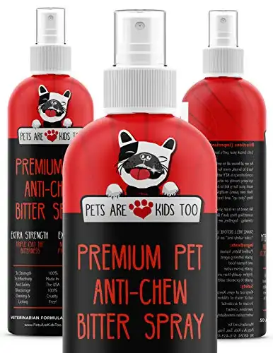 Anti Chew Dog Training Spray: No Chew Bitter Spray and Pet Deterrent for Dogs and Cats - Behavior Correction to Stop Chewing and Licking - Safe for Furniture, Paws and Bandages - 8 Oz (1 Bottle)