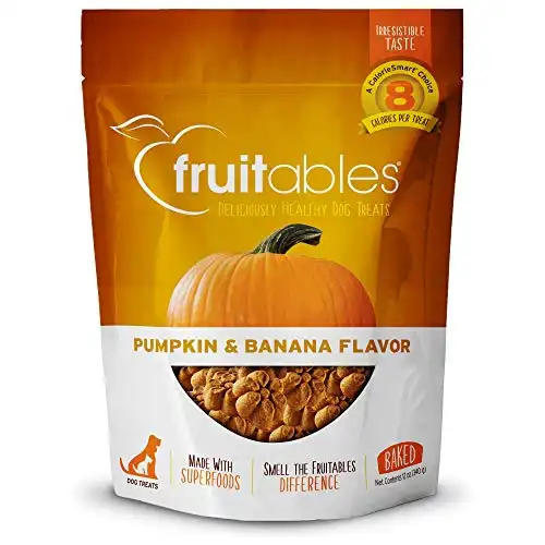 Fruitables Baked Dog Treats | Pumpkin Treats for Dogs | Healthy Low Calorie Treats | Free of Wheat, Corn and Soy | Pumpkin and Banana | 12 Ounces