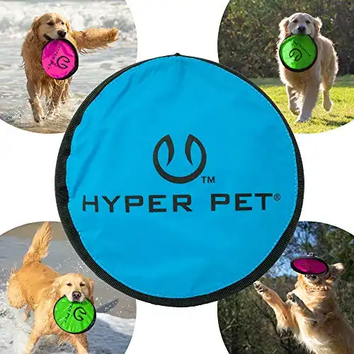 Hyper Pet Flippy Flopper Dog Frisbee Interactive Dog Toys [Flying Disc Dog Fetch Toy Floats in Water & Safe on Teeth] (Colors Will Vary), Multicolor, 9"