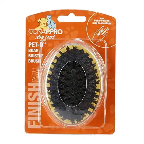 CONAIRPRO dog & cat Pet-It Boar Bristle Dog Brush for Shedding, Palm-Petting Grip Technology for Natural Petting Motion, Healthy & Shiny Coat, Ideal for All Pets
