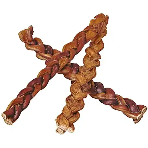 12" Braided Bully Sticks for Dogs - Natural Bulk Dog Dental Treats & Healthy Chews, Chemical Free, 12 inch Best Low Odor Pizzle Stix (5 Stick(s))