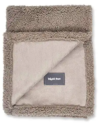 West Paw Big Sky Dog Blanket and Throw – Pet Blankets for Furniture, Couches, Chairs – Silky Soft Fleece Dog Blankets, Machine Washable Faux Suede Material – Oatmeal Color – Medium