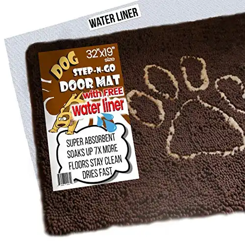 iPrimio Dog Extra Thick Micro Fiber Pet and Dog Door Mat - Super Absorbent. Includes Water Proof Liner - Extra Floor Protection - Medium Size 32" X 19" Exclusive Brown Color