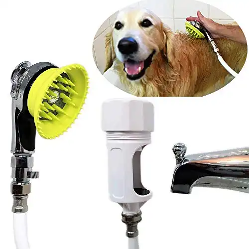 Wondurdog Deluxe Bathtub Spout & Garden Hose Attachment Dog Wash Kit | Regular and Deluxe Version Available. Bonus Fur Foam Dog Shampoo Sample