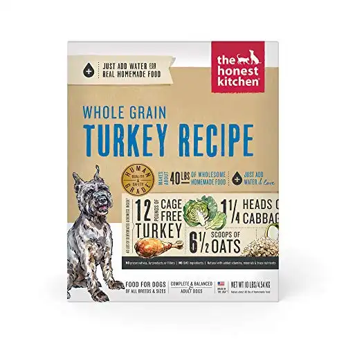 The Honest Kitchen Human Grade Dehydrated Whole Grain Dog Food – Complete Meal or Dog Food Topper – Turkey 10 lb (makes 40 lbs)
