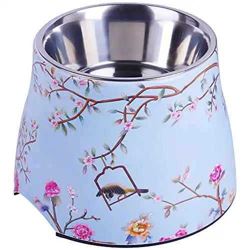 Super Design Exquisite Elevated Dog Bowl Raised Dog Feeder for Food and Water, Non Skid Sturdy Melamine Stand, Reduce Neck Stress, Less Regurgitating and Vomiting