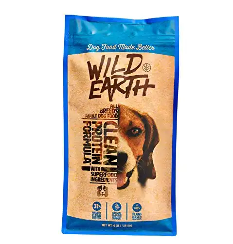 Wild Earth Healthy High-Protein Formula Dry Dog Food with No Filler Ingredients, Veterinarian-Developed Vegan Pet Food for All Adult Dog Breeds (4-Pound Bag)