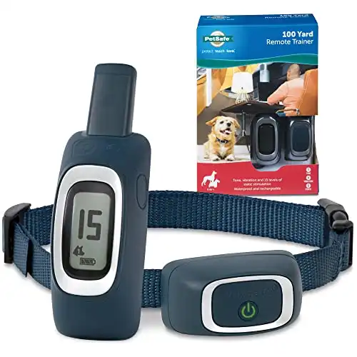 PetSafe Remote Training Collar - 100 Yard (300 FT) Range - Collar Fits Medium or Large Dogs - Choose from Tone, Vibration, or 15 Levels of Humane & Safe Static Stimulation for Training Off Leash D...