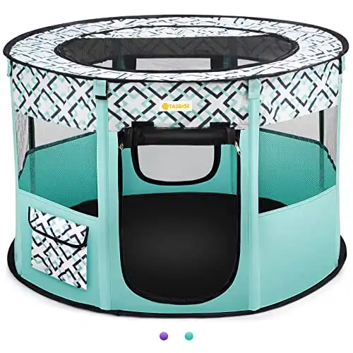 TASDISE Portable Pet Playpen Foldable Dog Playpen Exercise Kennel Tent for Puppy Dog Cat Rabbit, Great for Indoor Outdoor Travel Use with Free Carrying Case