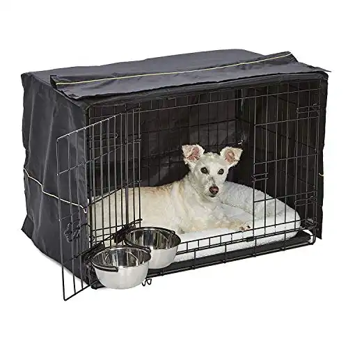 iCrate Dog Crate Starter Kit | 30-Inch Dog Crate Kit Ideal for Medium Dog Breeds (weighing 26 - 40 Pounds) || Includes Dog Crate, Pet Bed, 2 Dog Bowls & Dog Crate Cover