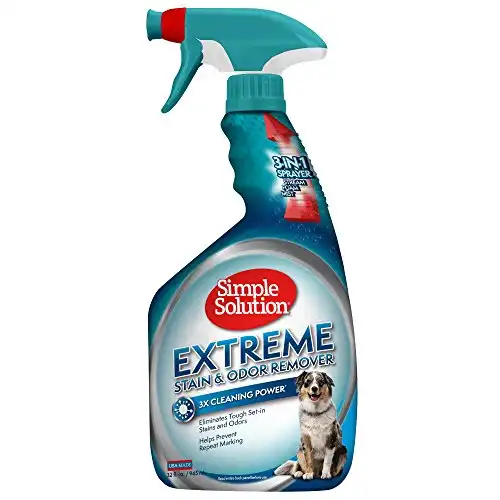 Simple Solution Cat Extreme Pet Stain and Odor Remover | Enzymatic Cleaner with 3X Pro-Bacteria Cleaning Power | 32 Ounces