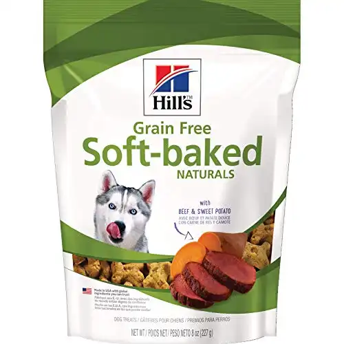 Hill's Grain Free Dog Treats, Soft-Baked Naturals with Beef & Sweet Potatoes, Soft Healthy Dog Snacks, 8 Oz Bag