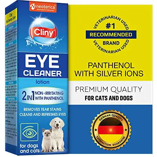 Cliny Universal Pet Eye Wash Cleaner for Dogs & Cats - Natural Gentle Eye Infection Treatment - Tear Stain & Dirt Crust and Discharge Remover Drops - Prevents and Controls Irritation