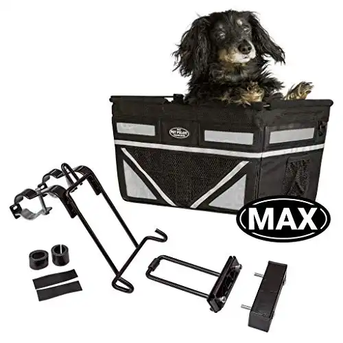 TRAVELIN K9 Pet-Pilot MAX Dog Bicycle Basket Carrier | 8 Color Options for Your Bike (Silver)