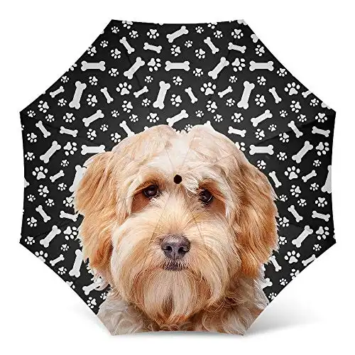 Goldendoodle Dog Print Umbrella - Windproof Travel Folding Golf Umbrella - Best Dog Mom Gifts