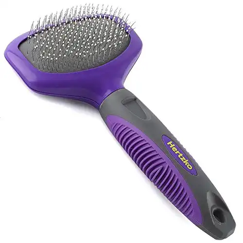 HERTZKO Pin Brush for Dogs and Cats with Long or Short Hair – Great for Detangling and Removing Loose Undercoat or Shed Fur – Ideal for Everyday Brushing
