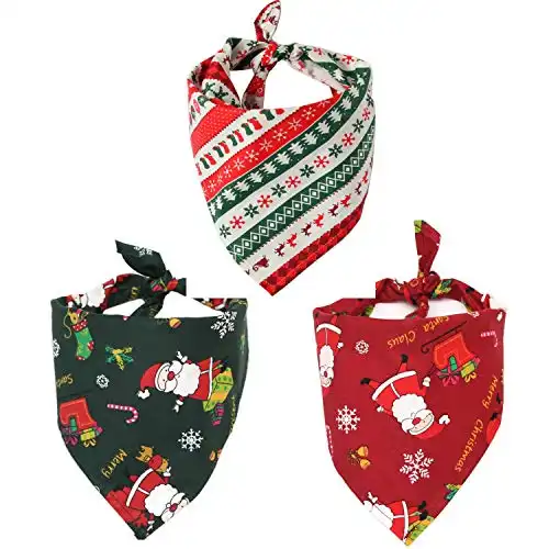 HUMOMO Dog Bandana Puppy Christmas Scarf, 3PCs for Small Medium and Large Dogs, pet Accessory Printing cat Kerchief for Travel Triangle Bibs for Christmas