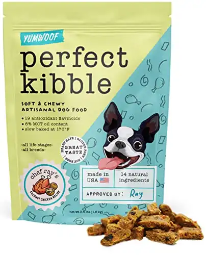 Yumwoof Perfect Kibble Non-GMO Air Dried Dog Food | Improves Allergies & Digestion with Organic Coconut Oil, MCTs & Antioxidants | Vet-Approved Soft Dry Diet | Made in USA (Chicken 3.5lbs)