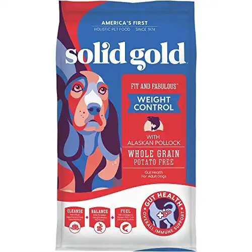 Solid Gold - Fit & Fabulous - Potato-Free Fresh Caught Wild Alaskan Pollock - Holistic Weight Control Adult Dry Dog Food - 24 lb Bag
