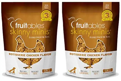 Fruitables Skinny Minis Grain Free Soft Dog Treats Rotisserie Chicken Flavor (2 Pack) 5 oz Each