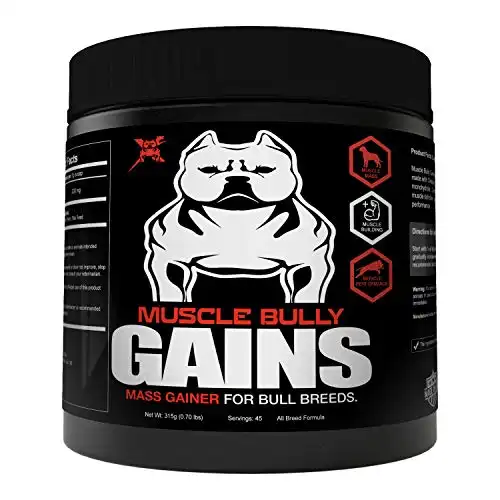 Muscle Bully Gains - Mass Weight Gainer, Whey Protein for Dogs (Bull Breeds, Pit Bulls, Bullies) Increase Healthy Natural Weight, Made in The USA (45 Servings (Trial Size))