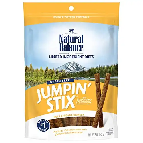 Natural Balance L.I.D. Limited Ingredient Diets Jumpin' Stix Dog Treats, Duck & Potato Formula, 5 Ounces, Grain Free