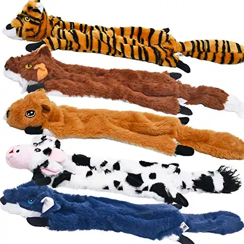 Dog Squeaky Toys 5 Pack, Pet Toys Crinkle Dog Toy No Stuffing Animals Dog Plush Toy Dog Chew Toy for Large Dogs and Medium Dogs Squeeky Doggie Toys Puppy Toys Squeak